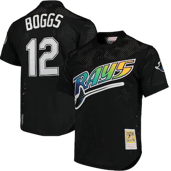 mens mitchell and ness wade boggs black tampa bay rays coop